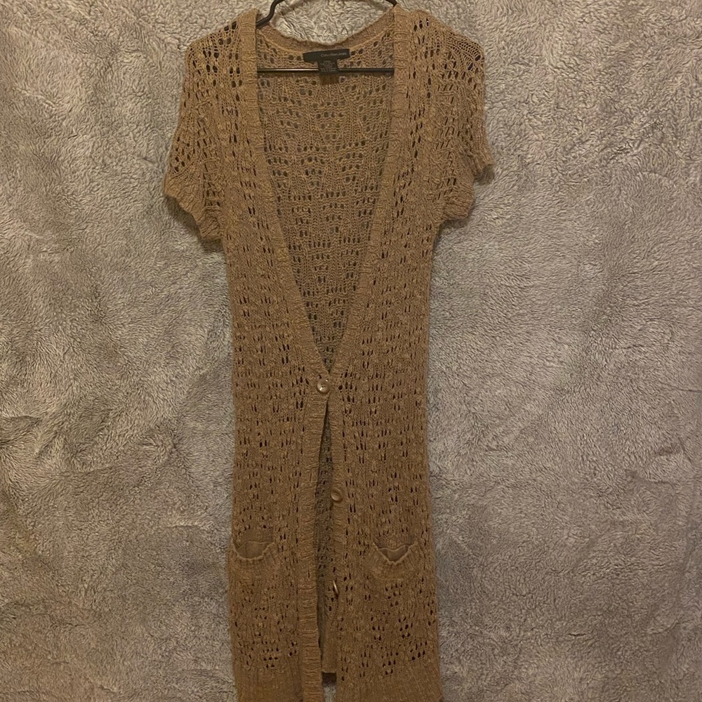 Calvin Klein Long Crocheted Cardigan